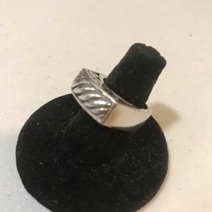 Brighton 925 Sterling Block Scroll Ring Size 6.5